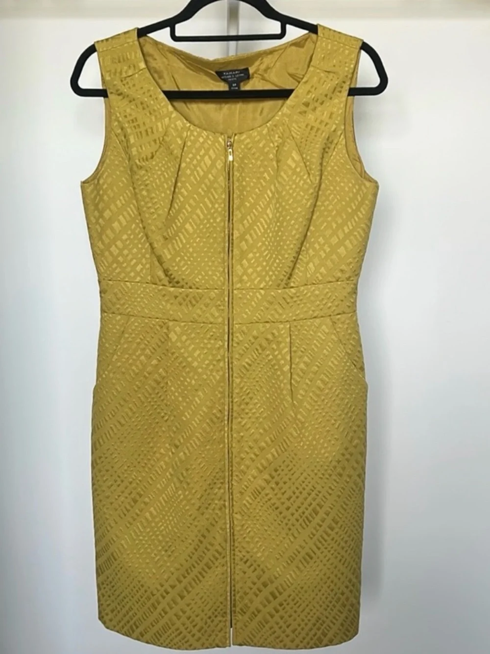 TAHARI ASL Women’s Zip Front Sheath Dress Size 8 P Mustard Gold - Picture 10 of 14